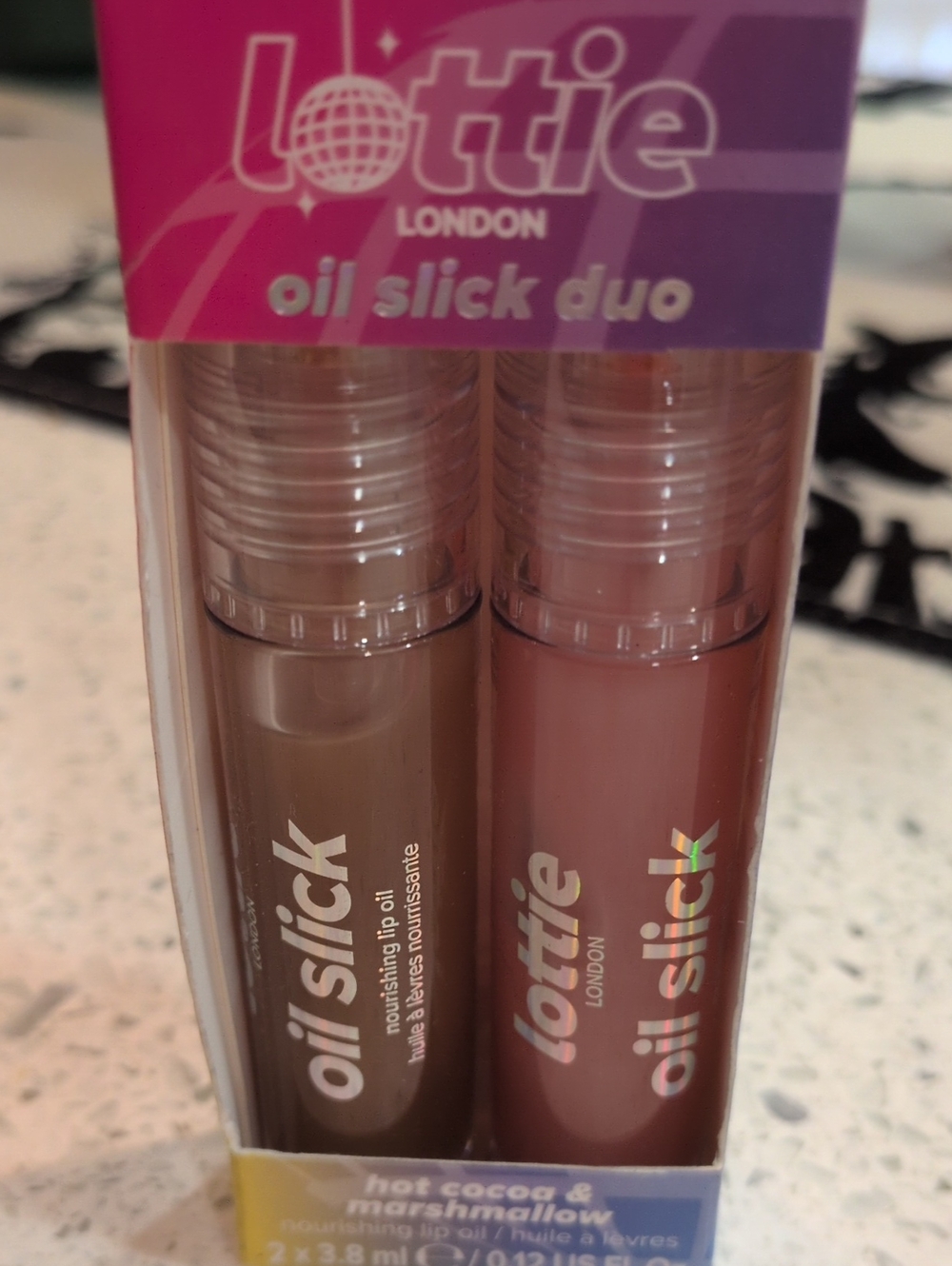 LOTTIE LONDON Oil Slick Duo Nourishing Lip Oil - Hot Cocoa & Marshmallow